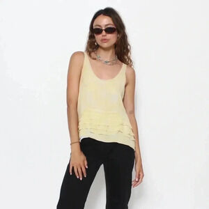 Club Monaco - Yellow White Lightweight Silk Tank